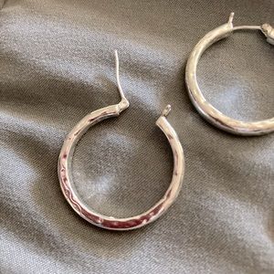 Hammered silver hoops